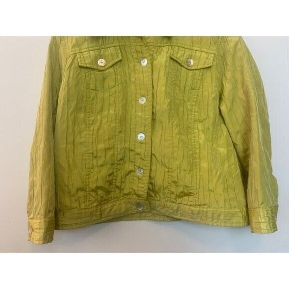 Ruby Rd. Petite Women's Jacket Lime Button Down Closure Textured Fabric Size 12P - Picture 3 of 10